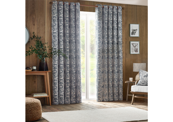 Winter Woods Eyelet, Midnight - Ready Made Curtains - Image 7
